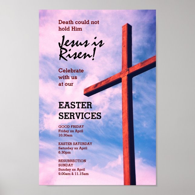 EASTER CHURCH SERVICES Jesus Is Risen CUSTOMIZABLE Poster (Front)