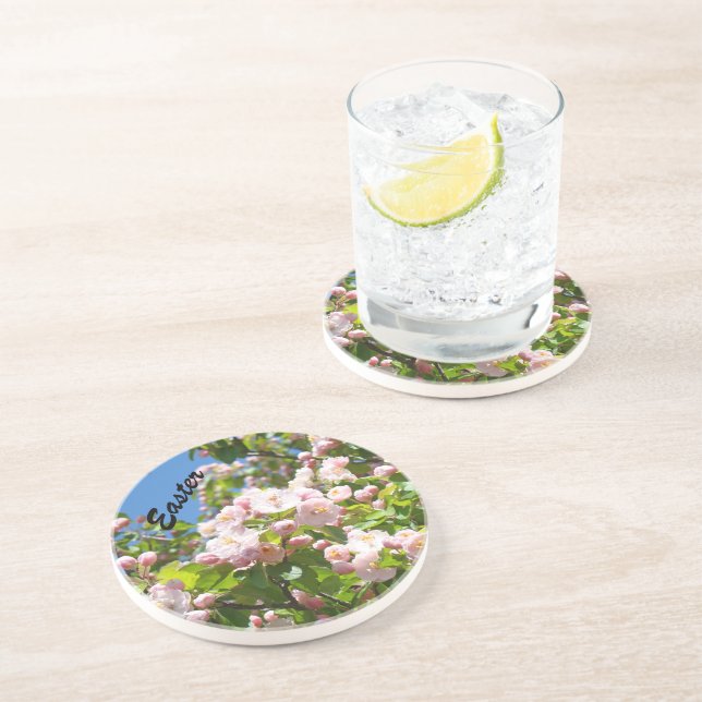 Easter coasters Pink Flower Blossoms Holidays (Side)