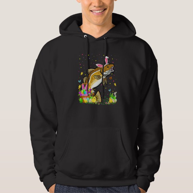 Easter Cod Fish Bunny Egg Hunting Cod Easter Sunda Hoodie (Front)