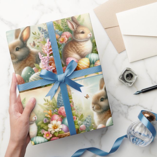 Easter Collage Bunny Rabbit Wrapping Paper (Gifting)