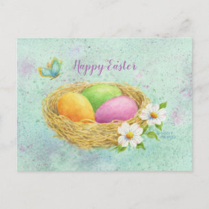 Easter Coloured Eggs Nest Postcard