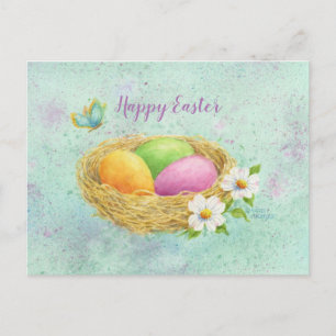 Easter Coloured Eggs Nest Postcard