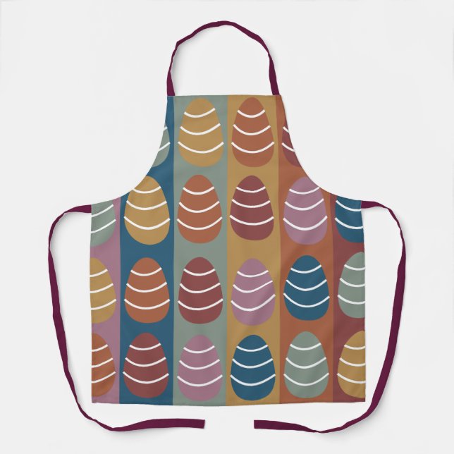 Easter Colourful Easter Eggs Stripes Happy Easter  Apron (Front)