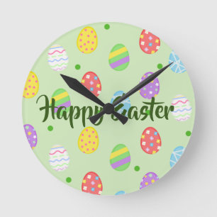 Easter colourful Eggs Festive      Round Clock