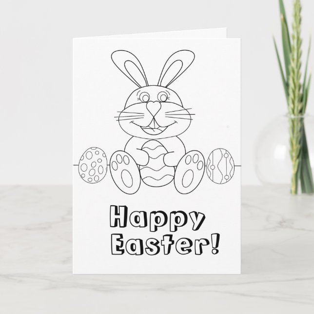 Easter Colouring and Activity Card for Kids (Front)