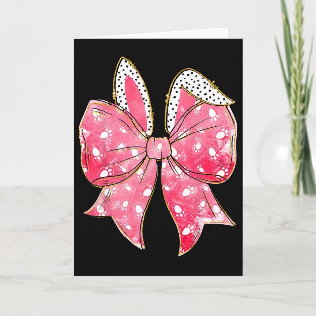 Easter Coquette Happy Easter Bunny Bow Easter Bunn Card (Front)