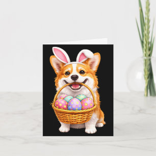 Easter corgi dog bunny cute easter eggs basket card