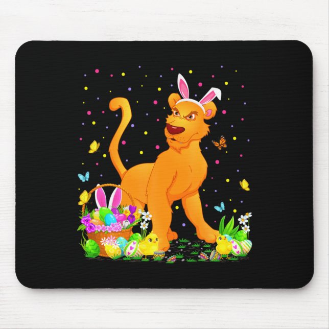 Easter Cougar Bunny Egg Hunting Easter Mouse Pad (Front)