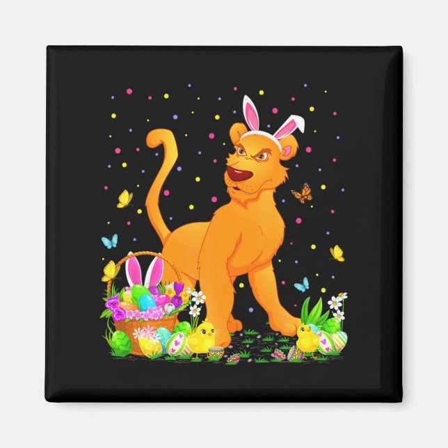 Easter Cougar Bunny Egg Hunting Magnet (Front)
