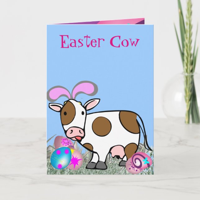 Easter Cow Holiday Card (Front)