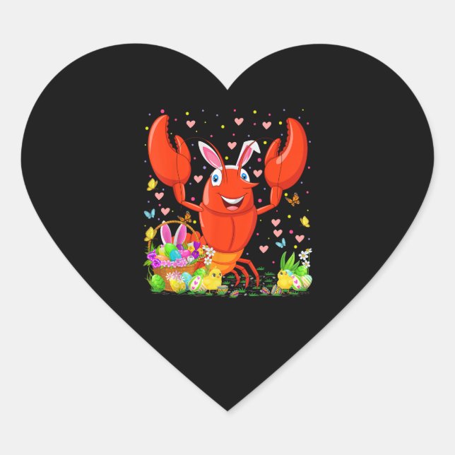 Easter Crawfish Bunny Egg Hunting Crawfish Easter  Heart Sticker (Front)