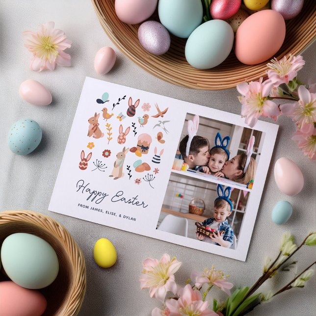 Easter Critters Personalised Photo Holiday Postcard (Creator Uploaded)