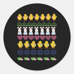Easter Crochet Pattern Chicken Rabbit Egg  Classic Round Sticker
