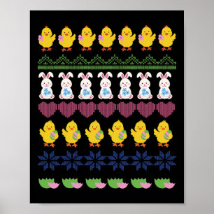 Easter Crochet Pattern Chicken Rabbit Egg Poster