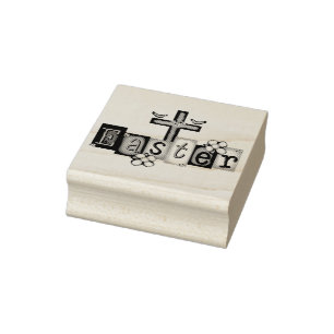 Easter Cross and Doves Rubber Stamp