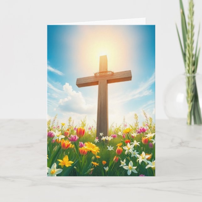 Easter Cross and Halo Holiday Card (Front)