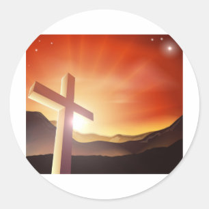 Easter cross concept classic round sticker