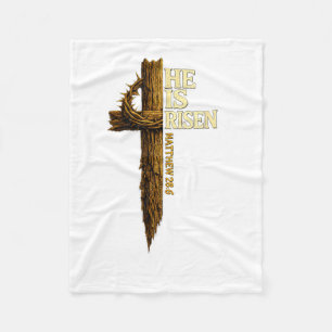 Easter Cross He is Risen Jesus Christian Fleece Blanket
