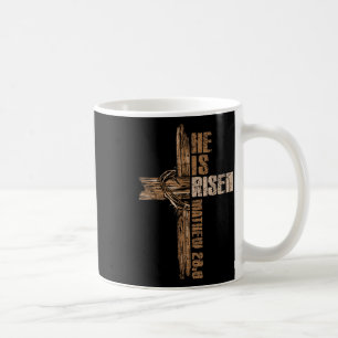 Easter Cross He Is Risen Jesus Christian Happy Eas Coffee Mug
