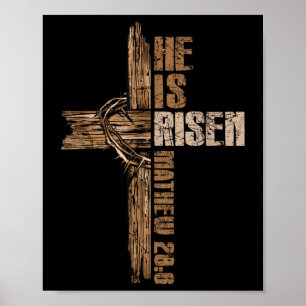 Easter Cross He Is Risen Jesus Christian Happy Eas Poster