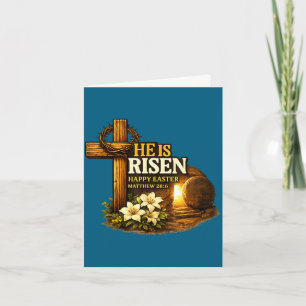 Easter cross he is risen jesus christian men women card