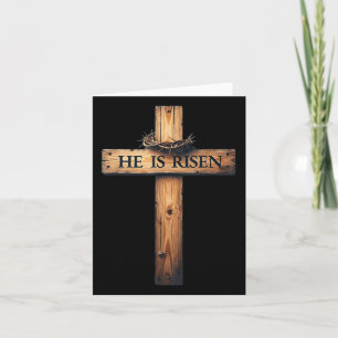 Easter Cross He Is Risen Jesus Christian Men Women Card