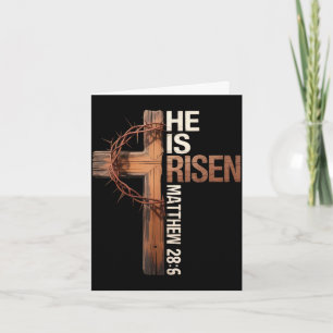 Easter cross he is risen jesus christian men women card