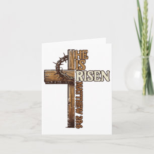 Easter Cross He Is Risen Jesus Christian Men Women Card