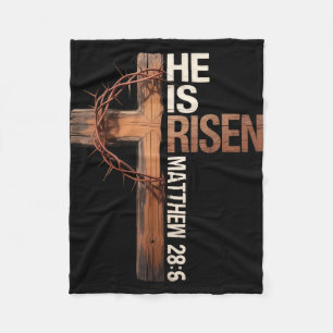 Easter cross he is risen jesus christian men women fleece blanket