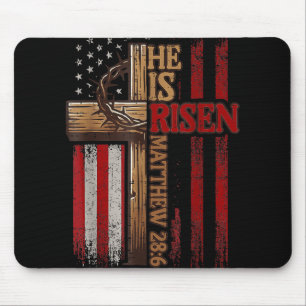 Easter Cross He Is Risen Jesus Christian Men Women Mouse Pad
