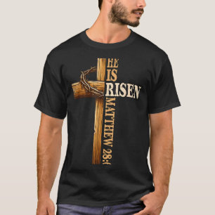 Easter Cross He Is Risen Jesus Christian Men Women T-Shirt
