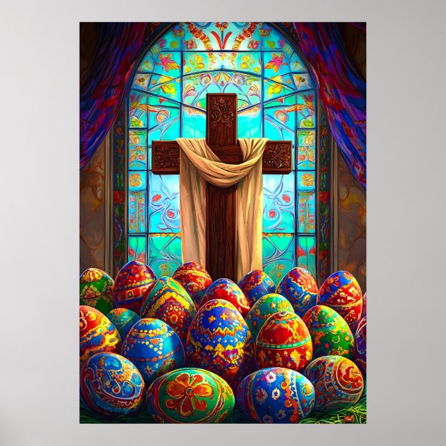 Easter Cross Jesus Christianity Wall Art (Front)