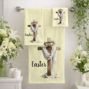 Easter Cross & Lily Blessing Bath Towel Set