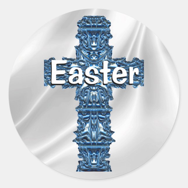 Easter Cross On White Satin Sticker (Front)