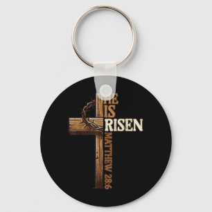 Easter Cross Risen Jesus Christian Men Women Kid Key Ring