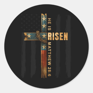 Easter Cross Risen Jesus Christian Men Women N Classic Round Sticker