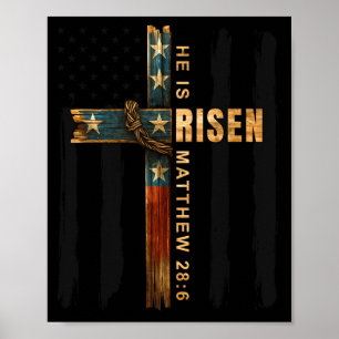 Easter Cross Risen Jesus Christian Men Women N Poster