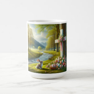 Easter cross with bunny & eggs coffee mug