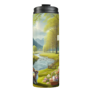 Easter cross with bunny & eggs thermal tumbler