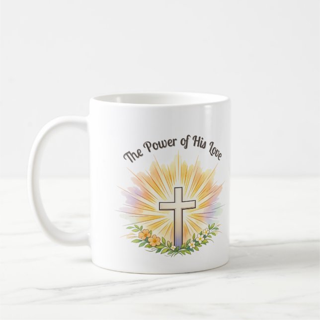 Easter Cross with Flowers - Editable Christian Mug (Left)