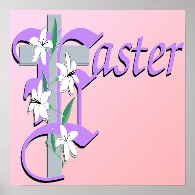 Easter Cross with Lilly Poster (Front)