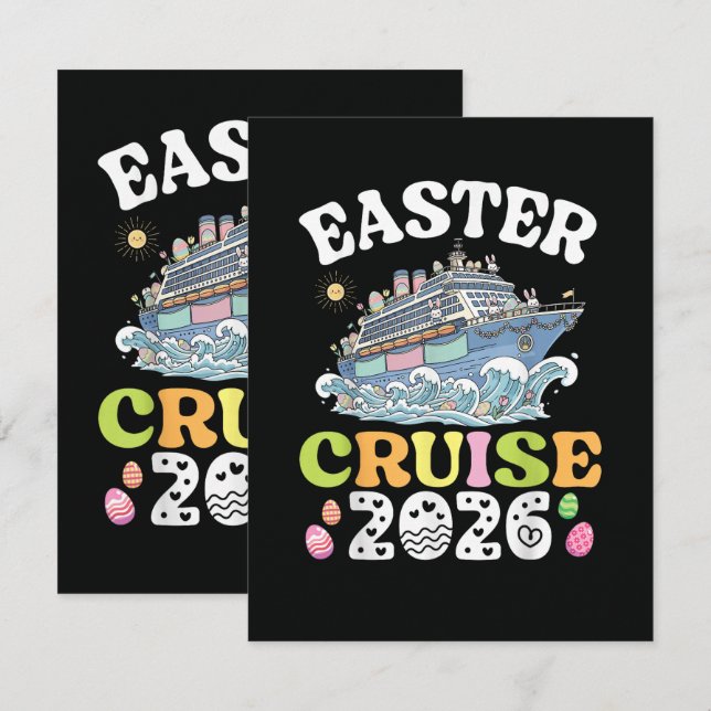 Easter Cruise 2026 Vacation Bunny Ship Spring  Card (Front/Back)