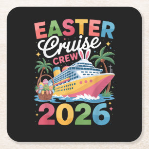 Easter Cruise Crew 2026 Matching Family Vacation Square Paper Coaster