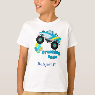 Easter Crushing Eggs Blue Truck Kids T-Shirt