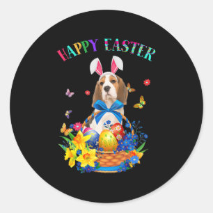 Easter Cute Beagle Dog Lover Gifts Bunny Eggs East Classic Round Sticker