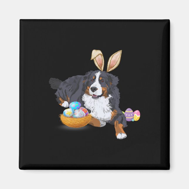 Easter Cute Bernese Mountain Dog Lover Bunny Eggs  Magnet (Front)