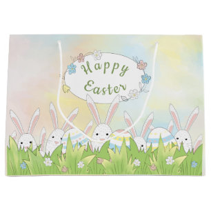 Easter cute bunny and eggs large gift bag