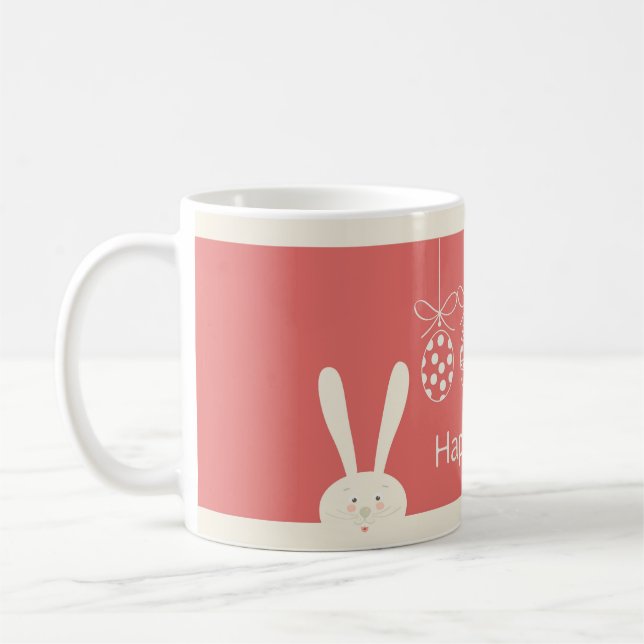 Easter Cute Bunny Cartoon Spring Holiday Coffee Mug (Left)