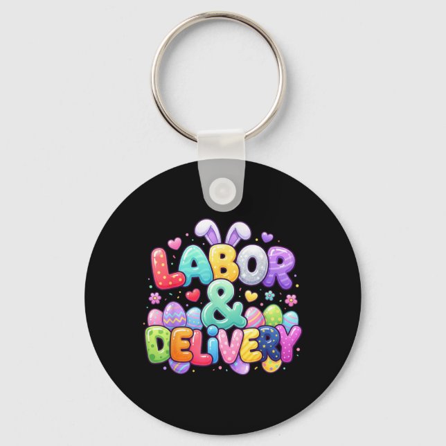 Easter Cute Bunny Egg Nursing Labour And Delivery Key Ring (Front)