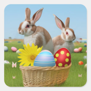 Easter Cute Bunny for a positive mood   Square Sticker